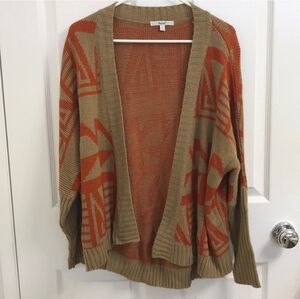 Aztec Patterned Tan and Orange Cardigan